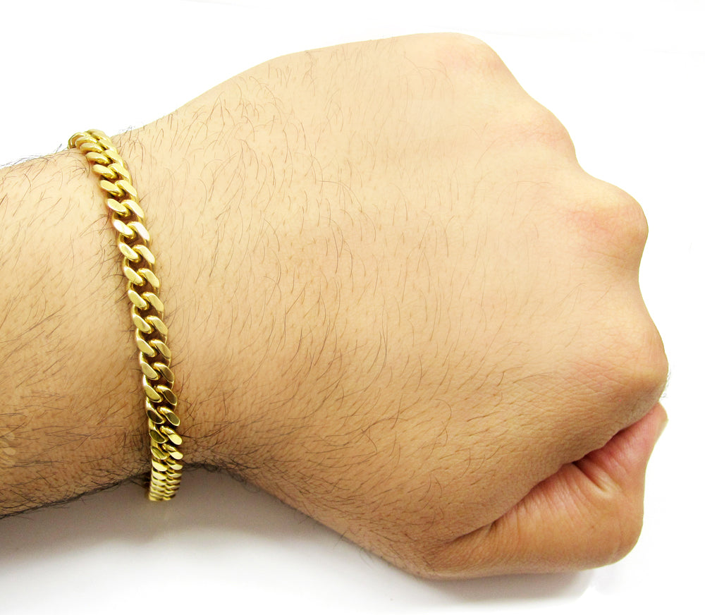 Buy 10k Yellow Gold Thick Miami Solid Bracelet 8.50 Inch 7mm Online at SO  ICY JEWELRY